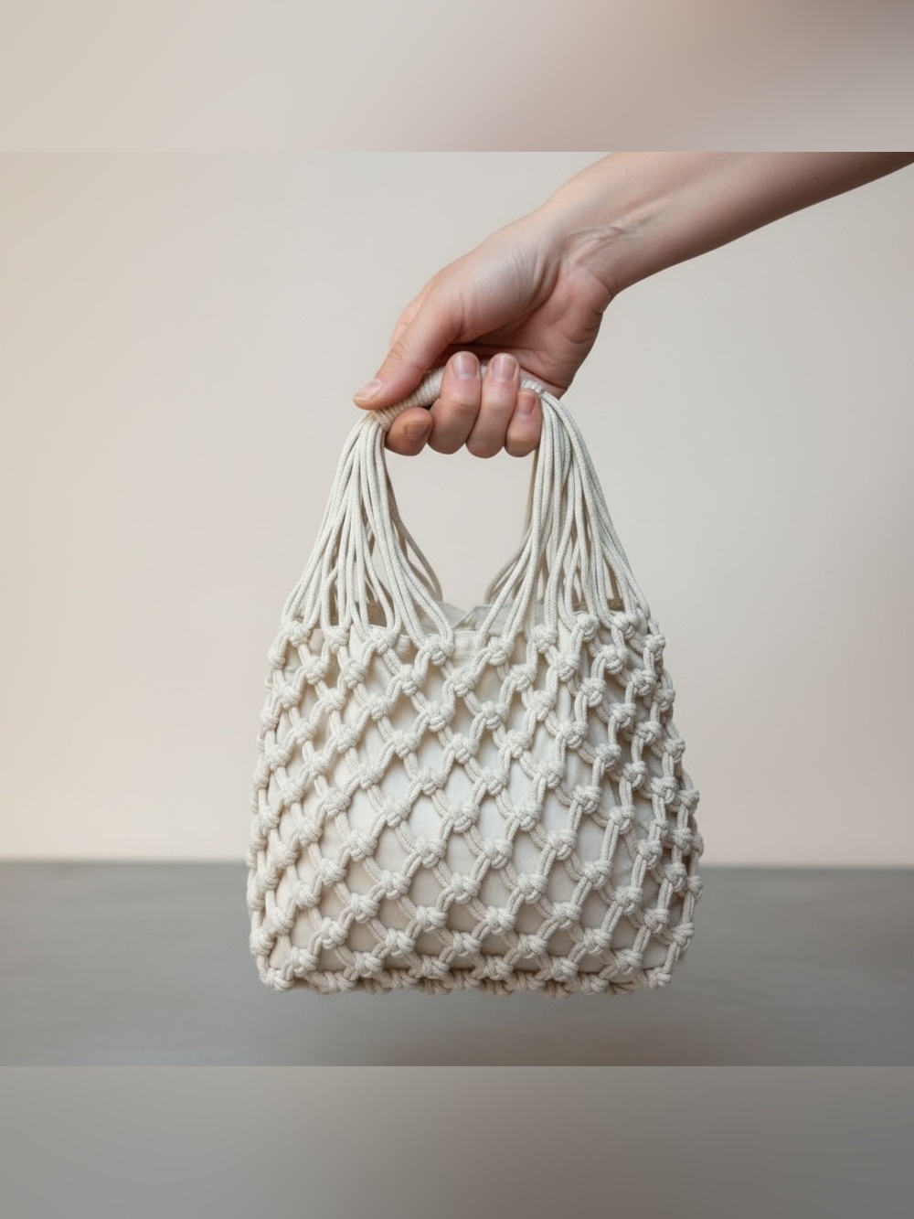 Forever 21 Cream Macramé Knot Bag